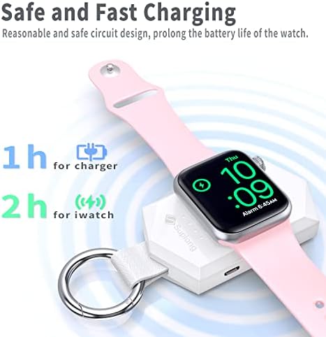 מטען אלחוטי נייד של Suplong עבור Apple Watch, קל משקל 1000mAh מגנטי Iwatch White White [עיצוב מחזיק מפתחות, יציאת USB C] תואם